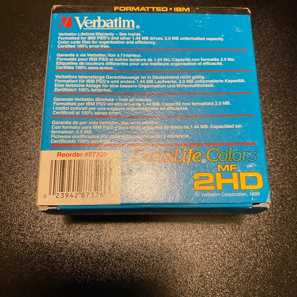 Verbatim DataLife High Density 3.5 inch Microdisks MF-2HD 10 Diskettes Per Pack - Picture 2 of 6